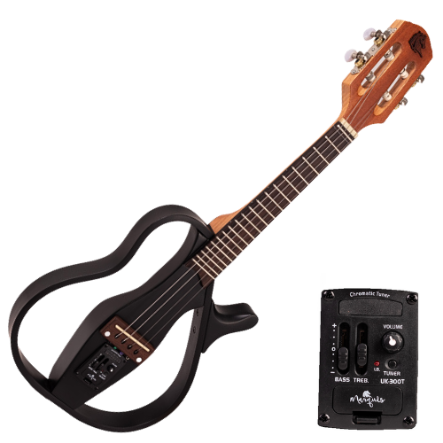 Cavaco Elétrico Marquês CA-75BKSEQ Preto Fosco Vazado Maciço com Tampo Cedro Inteiriço Pré UK-300T 2 Bandas Afinador e Design Anti-Microfonia