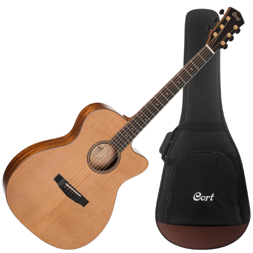 Violão Eletroacústico Cort Flow OC NS Natural Satin Aço com Tampo Cedro Vermelho Sólido e Captador L.R. Baggs® Anthem e Bag