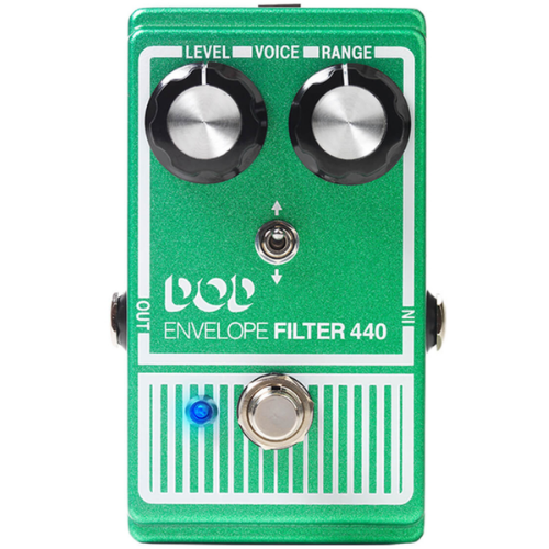 Pedal DOD Envelope Filter 440 Reissue com Controles Level Range e Switch Up/Down True Bypass
