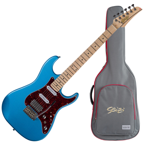 Guitarra Seizi Katana Musashi HSS Lake Placid Blue com Captadores Seizi Alnico HSS Ponte Tremolo 2 Pivôs e Bag
