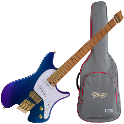 Guitarra Seizi Koi Headless Chameleon HSS com Captadores Seizi Jutsu Alnico V Escala Multi-Scale 25.5"-26.5" Trastes Inox Ponte Fixa Ferragens Douradas e Bag