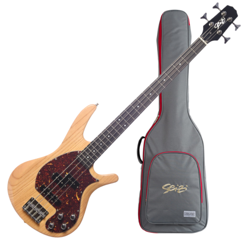 Contrabaixo Seizi Thunder PJ-4 Natural com Captadores Seizi Jutsu Ativos PJ e Escala Purple Heart e Bag