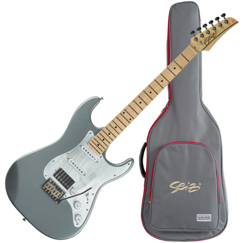 Guitarra Seizi Katana Musashi HSS Yohan Kisser Dark Silver com Captadores Seizi Jutsu Alnico V Ponte Flutuante 2 Pivôs e Acabamento Satin Dark Silver e Bag 10361121