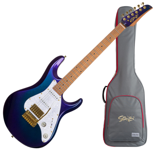 Guitarra Seizi Katana Ghost Chameleon com Captadores Seizi Jutsu Alnico V HSS Ponte Flutuante 2 Pivôs e Bag