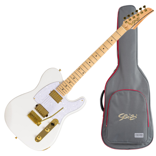 Guitarra Seizi Katana Kabuto TL White Gold com Captadores Seizi Jutsu Alnico V HH Ponte Flutuante 2 Pivôs e Bag