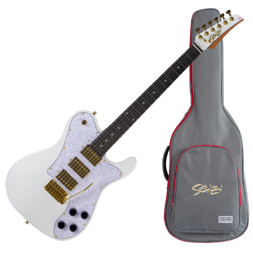 Guitarra Seizi Katana Kabuto Trinity Bruna Tsuruda White Gold com Captadores Seizi Jutsu Alnico V HHH Ponte Flutuante 2 Pivôs e Bag