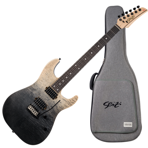 Guitarra Seizi Katana Shadow Twilight Black com Captadores Seizi Jutsu Alnico V HH Ponte Flutuante 2 Pivôs e Bag