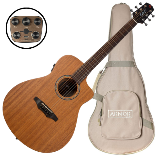 Violão Eletroacústico Seizi Supreme Zen Cutaway Mirai Plus Mahogany com Tampo Mahogany Sólido Pré Seizi Mirai Plus Recarregável Afinador e Bag Armor 10360932