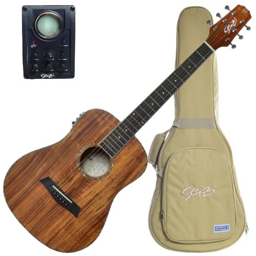 Violão Eletroacústico Seizi Baby Tokyo Abalone Koa Satin com Friso Abalone Equalizador Seizi e Bag