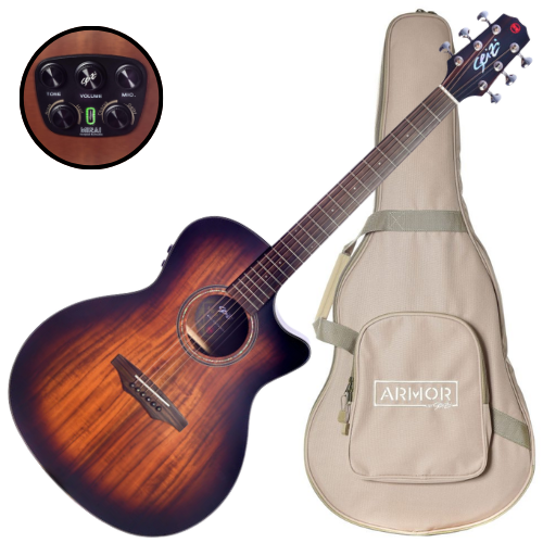 Violão Eletroacústico Seizi Supreme Ryu Mirai Cutaway Koa Burst Satin com Pré Seizi Mirai Efeitos e Bag Armor