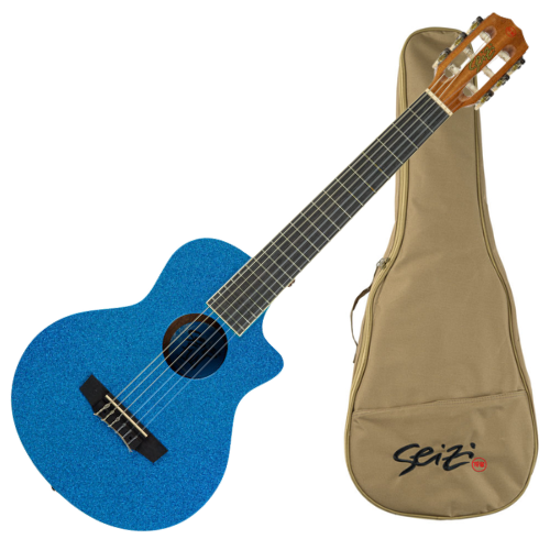 Violão Acústico Seizi Fun Panda Nylon Royal Blue Sparkle com Cordas de Nylon, Madeira Sapele Laminado e Bag 10360968
