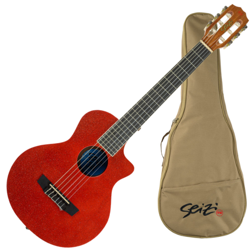 Violão Acústico Seizi Fun Panda Nylon Lava Red Sparkle com Madeira Sapele Laminado e Bag 10360962