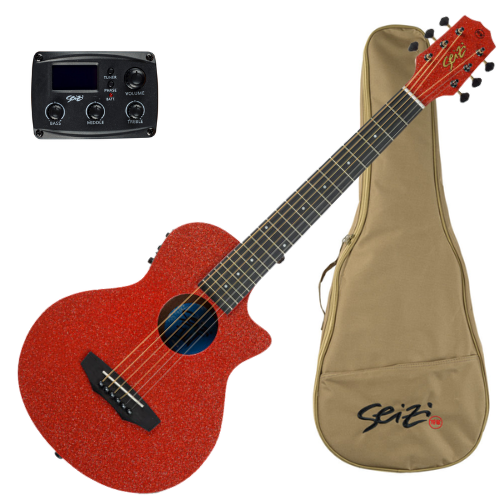 Violão Eletroacústico Seizi Fun Panda Aço Lava Red Sparkle com Pré-amp Seizi e Madeira Sapele Laminado e Bag 10360973