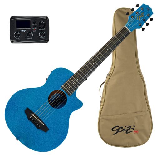 Violão Eletroacústico Seizi Fun Panda Aço Royal Blue Sparkle com Captador e Madeira Sapele Laminado e Bag 10360979