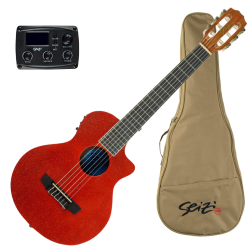 Violão Eletroacústico Seizi Fun Panda Nylon Lava Red Sparkle com Captador Ativo e Madeira Sapele Laminado e Bag 10360963