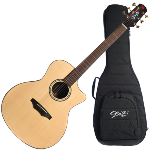 Violão Acústico Seizi Supreme All Solid Ryu Cutaway Spruce Natural Satin com Tampo Spruce Sólido e Bag Armor by Seizi