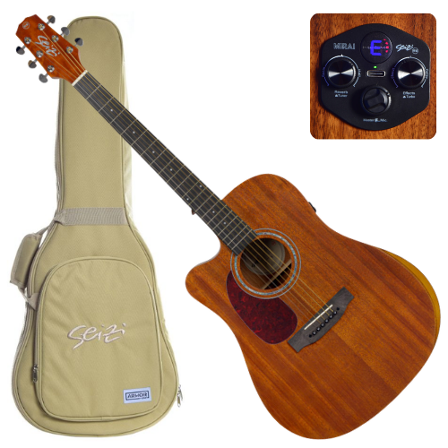 Violão Eletroacústico Canhoto Seizi Neo Tokyo Mirai Cutaway Mahogany Satin com Captador Seizi Mirai Cordas de Aço Madeira Mogno Laminado e Bag 10360768