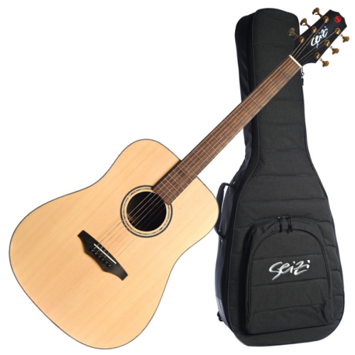 Violão Acústico Seizi Supreme All Solid Kaiju Spruce Natural com Cordas de Aço Madeira Rosewood Sólido e Bag