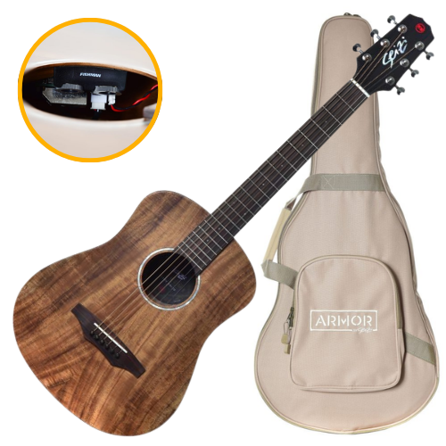 Violão Eletroacústico Seizi Supreme Baby Kaiju Koa com Captador Fishman Sonitone Cordas de Aço Madeira Koa Sólido e Bag