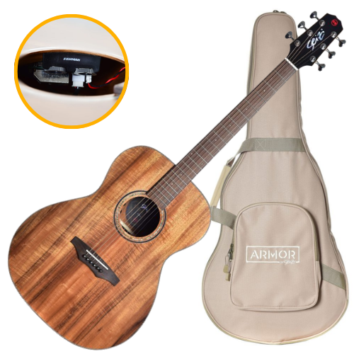Violão Eletroacústico Seizi Supreme Fuji Koa com Captador Fishman Sonitone Cordas de Aço Madeira Koa Laminado e Bag