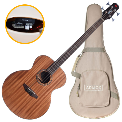 Baixolão Seizi Supreme Godzilla Bass Mahogany Satin com Captador Fishman Sonitone Cordas de Aço Madeira Mahogany Laminado e Bag