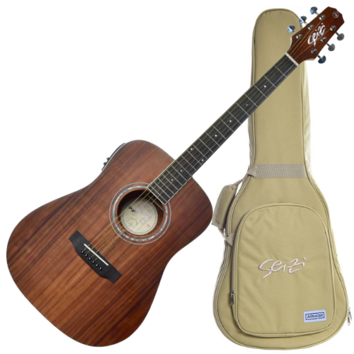 Violão Eletroacústico Seizi Mini Tokyo Koa com Captador Seizi Cordas de Aço Madeira Koa Laminado e Bag