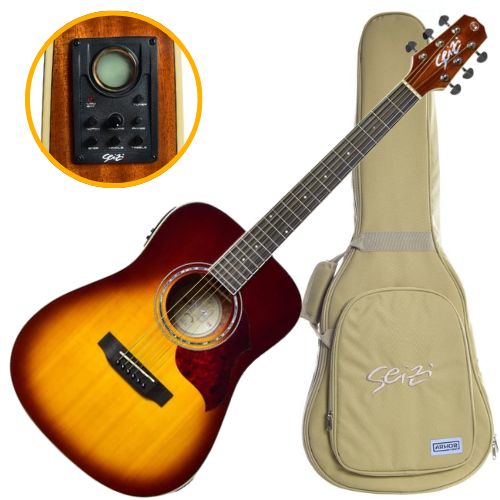 Violão Eletroacústico Seizi Mini Tokyo Brown Burst com Captador Seizi Cordas de Aço Madeira Mogno Laminado e Bag 10360275