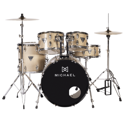 Bateria Michael Trinity DMT220 20" com Pratos Hi-Hat Crash Banco Pedal Baquetas e Ferragens Inclusas