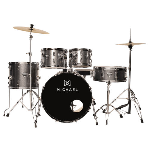 Bateria Michael Trinity DMT220 20" com Pratos Hi-Hat Crash Banco Pedal Baquetas e Ferragens Inclusas