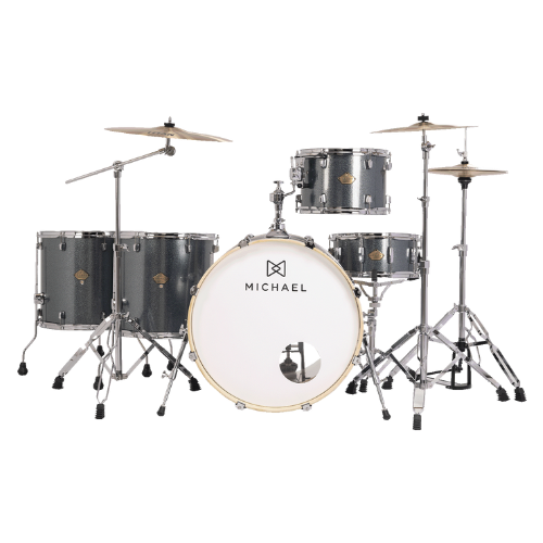 Bateria Acústica Michael Legacy DML424 Sparkle Marine Blue SMB Shell Pack com Casco em Poplar e Acabamento em Celuloide
