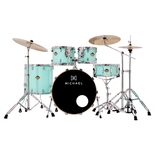 Bateria Acústica Michael Legacy Birch DMB522 Vintage Green VGR Shell Pack com Casco Híbrido em Birch e Poplar e Acabamento em Celuloide