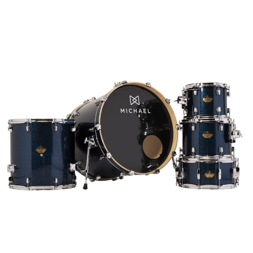 Bateria Michael Legacy Birch DMB522 22" Deep Blue Shell Pack com Sistema Suspensão M.S.3 Arruelas Nylon e Acessórios de Afinação