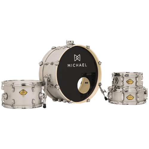Bateria Michael Legacy Slim DML410 20" Sparkle Silver Shell Pack com Air Float System Pés Telescópicos Automático Trava e Tom Extra Opcional