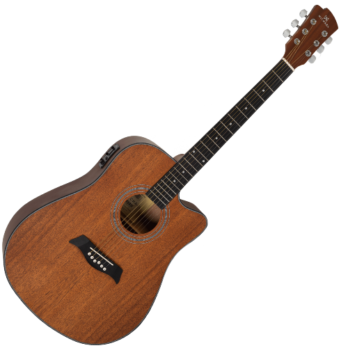 Violão Eletroacústico Michael Folk VMF400 SA (Sapele) com Tampo Sapele Pré Michael SE-31 Tarraxas Douradas Encordoamento Aço e Acabamento Fosco Amadeirado