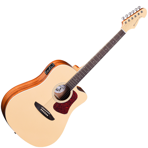 Violão Eletroacústico Michael Laguna VML530 CR (Cream) com Tampo Spruce Pré Michael Effex Tarraxas Chrome Die Cast Encordoamento Aço e Acabamento Open Pore