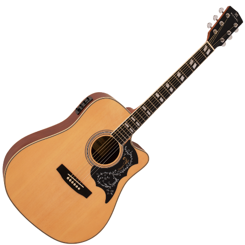 Violão Eletroacústico Michael Folk Freebird VMF420 ST (Satin) com Tampo Spruce Pré Michael SE-41 Tarraxas Die Cast Encordoamento Aço e Acabamento Acetinado