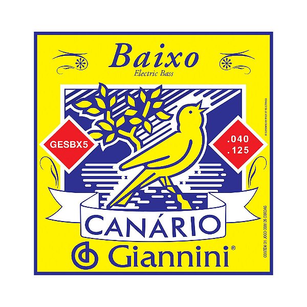 Encordoamento Baixo 5 Cordas 040-125 Giannini Canário GESBX5