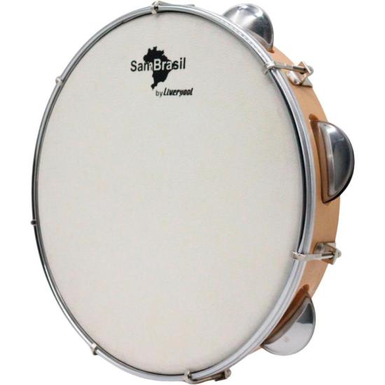 Pandeiro 10” Premium Pele Branca SamBrasil Liverpool Amarelo