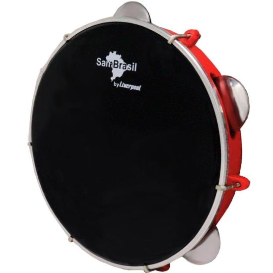 Pandeiro 10” Standart Pele Preta SamBrasil Liverpool Vermelho
