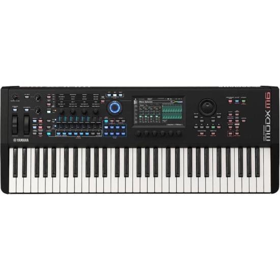 Teclado Yamaha MODX M6 Sintetizador Preto com 61 Teclas Ação Semi-Pesada Motores Sonoros Avançados Som Profissional e Versatilidade para Palco e Estúdio