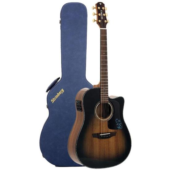 Violão Strinberg DD6SC Koa Diamond Folk Black Sunburst com Tampo Solid Koa Pré Strinberg Tarraxas Die Cast Encordoamento Aço e Acabamento Gloss + Case Inclusa