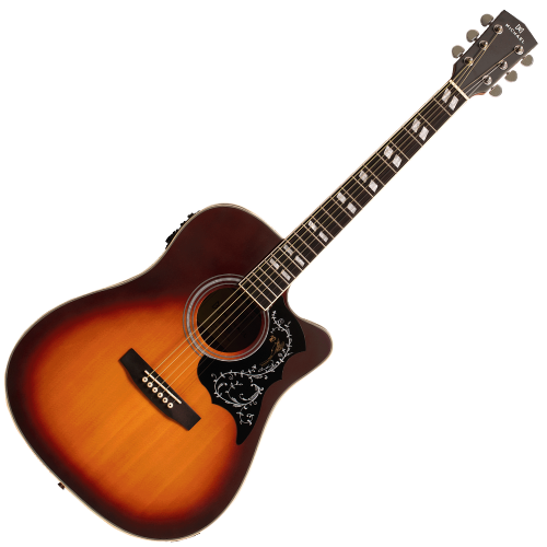 Violão Eletroacústico Michael Folk Freebird VMF430 SS (Sunburst) com Tampo Spruce Pré Michael Effex Tarraxas Die Cast Encordoamento Aço e Acabamento Brilhante