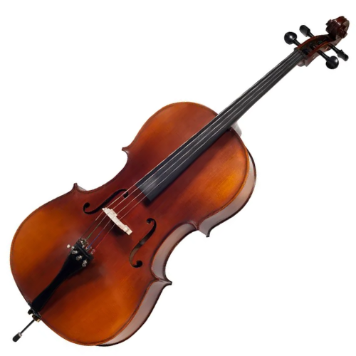 Violoncelo Michael VOM140 4/4 Avermelhado com Tampo Spruce Sólido Fundo Maple Sólido e Arco Crina Animal