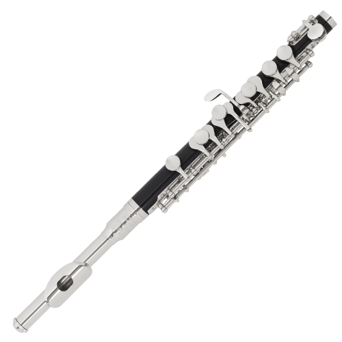 Piccolo Michael WPCM40 Flautim C Dó Corpo ABS Fosco Cabeça Alpaca Prateada Chaves Prateadas Mecanismo Boehm E Mi G Sol Off-Set Case Agulha e Grease