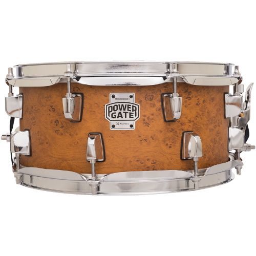 Caixa de Bateria Michael Powergate Birch PGB1255 FRD 12x5.5 Flame Birdseye com Fuste Hybrid Birch/Poplar Aros Power Hoop e Esteira 20 Fios