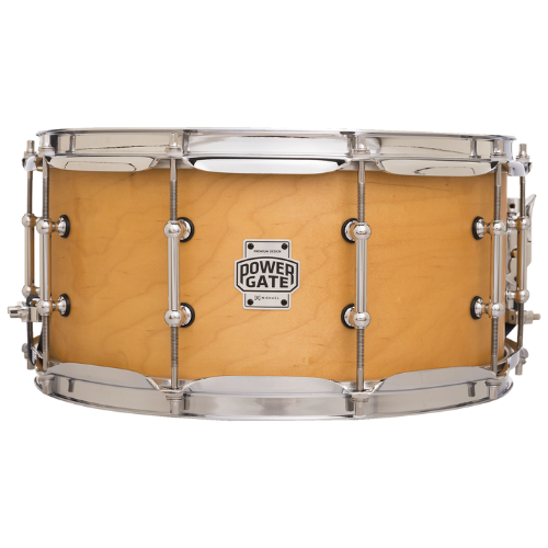 Caixa de Bateria Michael Powergate Maple PGM1465 NTS 14x6.5 Natural Satin com Fuste Maple Aros Power Hoop e Esteira 20 Fios
