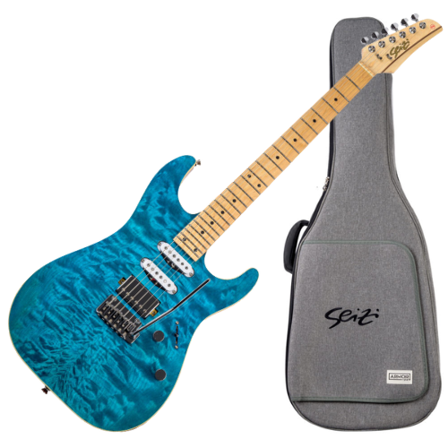 Guitarra Seizi Katana Hashira Ocean Blue com Corpo Quilted Maple sobre Mogno Captadores Seizi Jutsu ALNICO V HSS e Ponte Flutuante 10360735