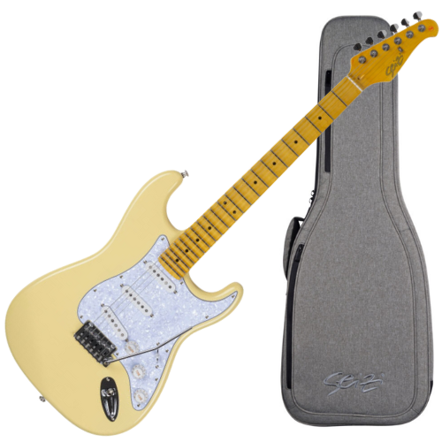 Guitarra Seizi Vintage Shinobi Ozielzinho Rising Sun SSS Cream com Corpo Basswood Captadores Seizi Jutsu ALNICO V SSS e Ponte Flutuante 10361141