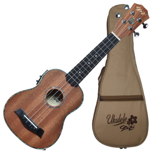 Ukulele Eletroacústico Seizi Maui Plus Soprano Sapele com Bag Nut e Rastilho em Osso Encordoamento Aquila e Detalhes em Abalone 10360223