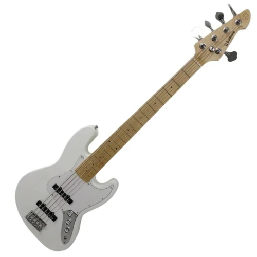 Contrabaixo Waldman GJJ105 Jazz 5 Cordas Branco WH com Captadores JJ e Equalizador Ativo 3 Bandas